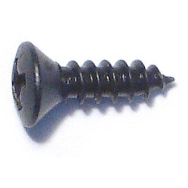 Midwest Fastener Sheet Metal Screw, #10 x 1 in, Black Steel Pan Head Phillips Drive, 12 PK 79415